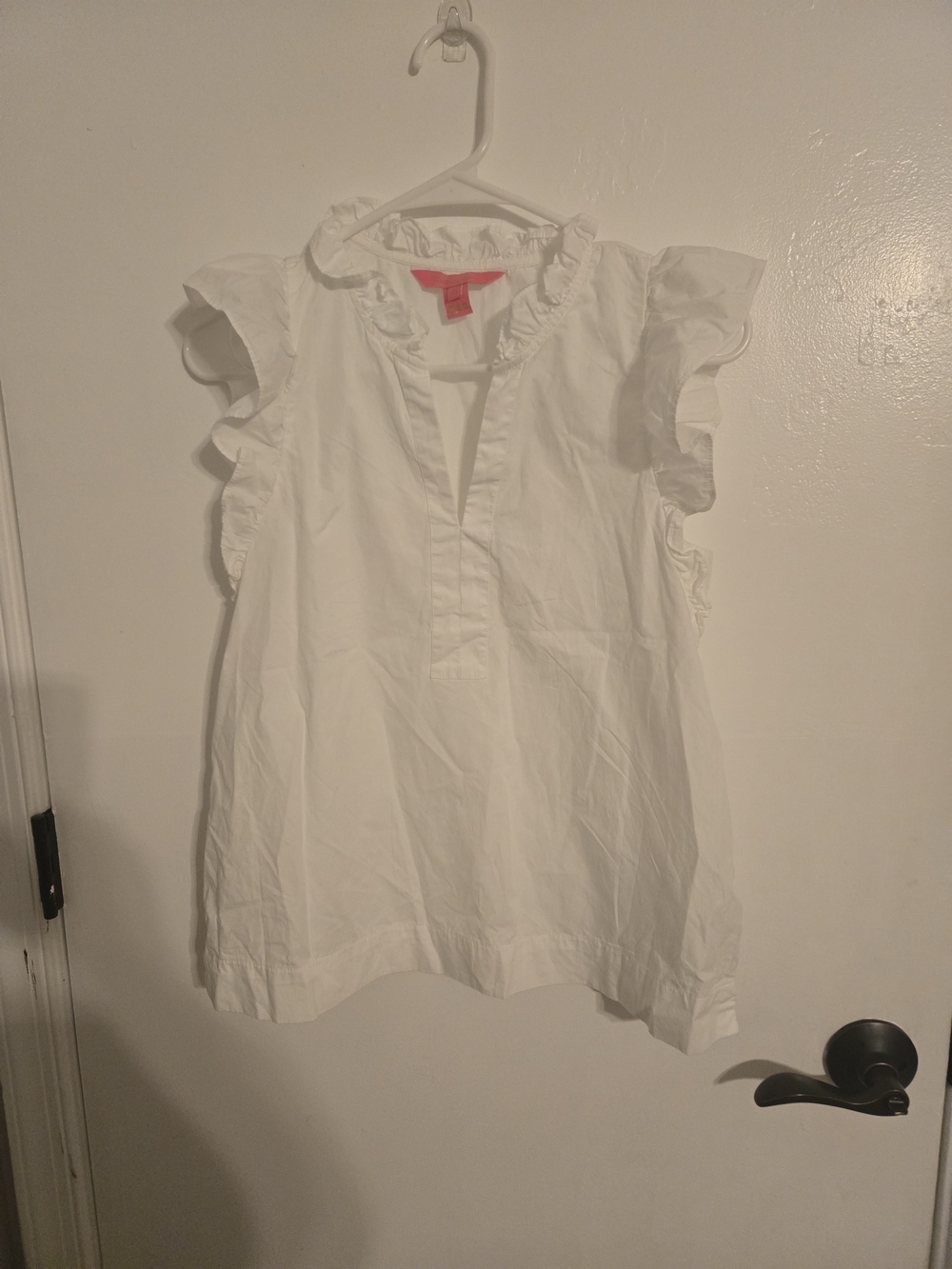 Lilly Pulitzer White Ruffle Cap-Sleeve Blouse Size XS